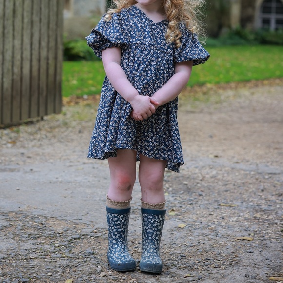 Rylee + Cru Navy Floral Kids Dress with Bow - Picture 7 of 7